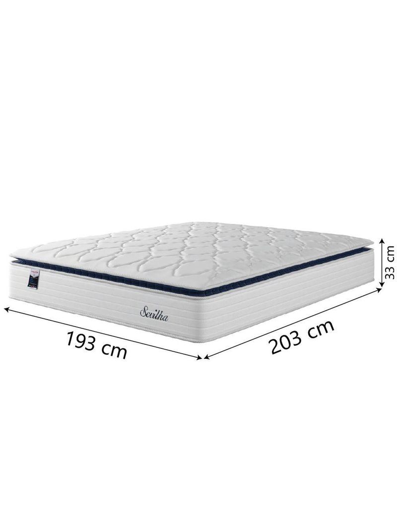 Cama Box Casal King Colchão Molas Ensacadas Com Pillow Sevilha 193x203x71cm Branco/cinza Hellen