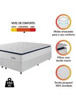 Cama Box Casal King Colchão Molas Ensacadas Com Pillow Sevilha 193x203x71cm Branco/cinza Hellen