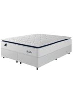 Cama Box Casal King Colchão Molas Ensacadas Com Pillow Sevilha 193x203x71cm Branco/cinza Hellen