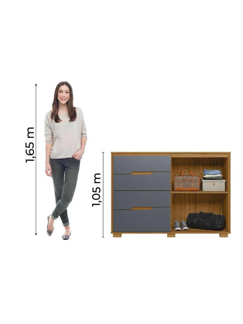 Cômoda 4 Gavetas 2 Portas Com Ripado Texas Freijó Moval