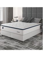 Cama Box Casal King Colchão Molas Ensacadas Com Pillow Sevilha 193x203x71cm Branco/cinza Hellen