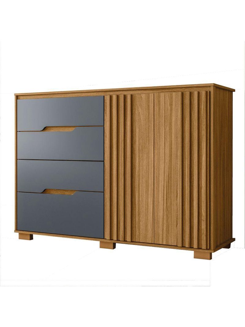 Cômoda 4 Gavetas 2 Portas Com Ripado Texas Freijó Moval