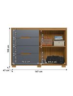 Cômoda 4 Gavetas 2 Portas Com Ripado Texas Freijó Moval