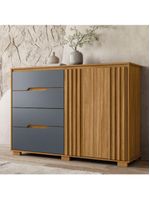 Cômoda 4 Gavetas 2 Portas Com Ripado Texas Freijó Moval