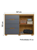 Cômoda 4 Gavetas 2 Portas Com Ripado Texas Freijó Moval