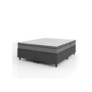 Cama Box Casal Queen Colchão Molas Ensacadas 158x198x62cm Cinza/Branco Umaflex - Suporta 120kg