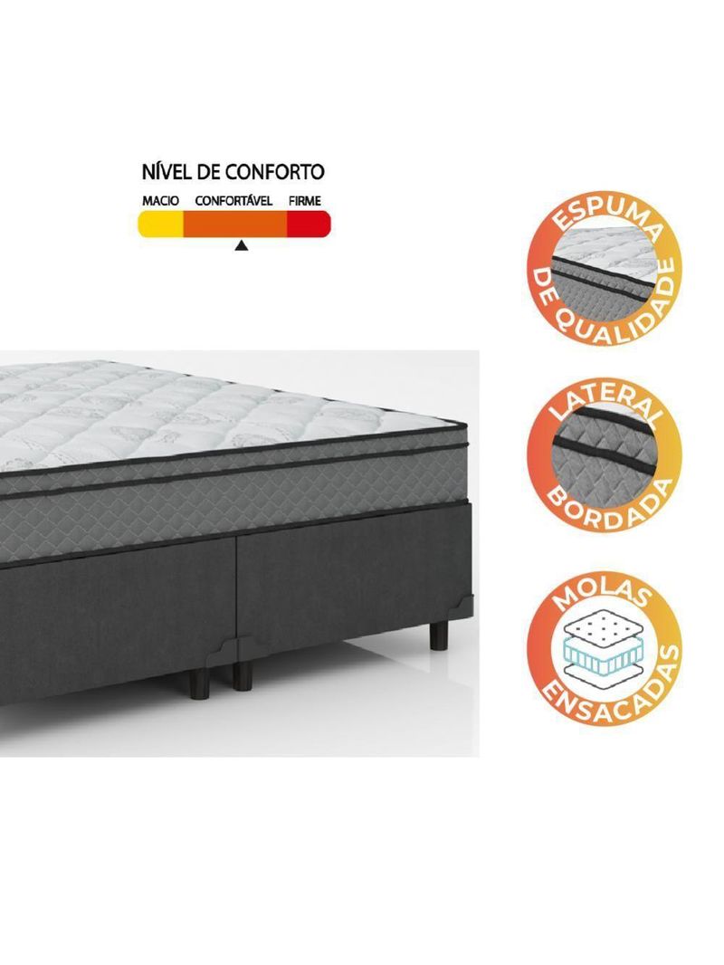 Cama Box Casal Queen Colchão Molas Ensacadas 158x198x62cm