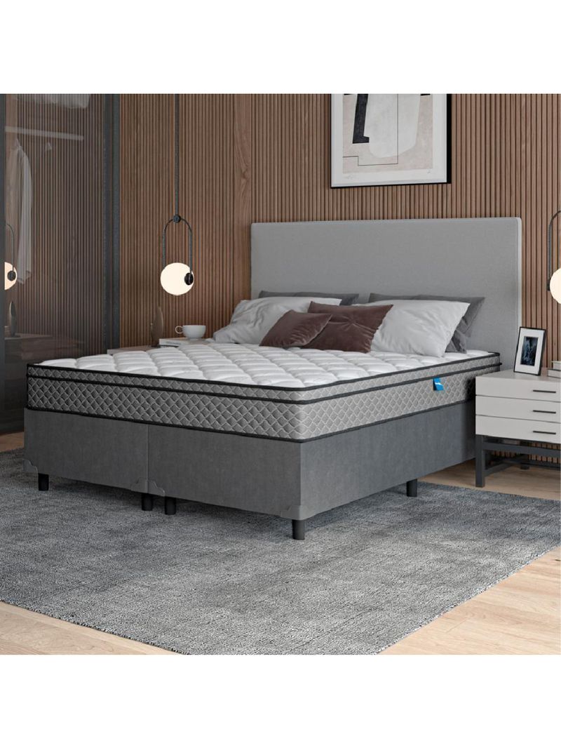 Cama Box Casal Queen Colchão Molas Ensacadas 158x198x62cm