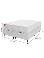 Cama Box Baú Casal King com Colchão Molas Ensacadas Real 193x203x68 cm – Linho Branco – Inducol