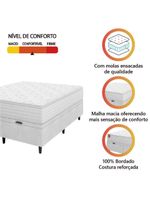 Cama Box Baú Casal King com Colchão Molas Ensacadas Real 193x203x68 cm – Linho Branco – Inducol