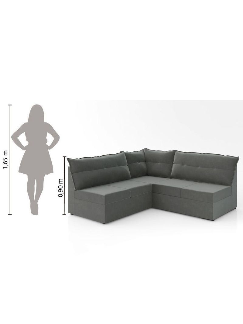 Sofá De Canto 5 Lugares Renaut Suede Cinza Mamflex Cinza