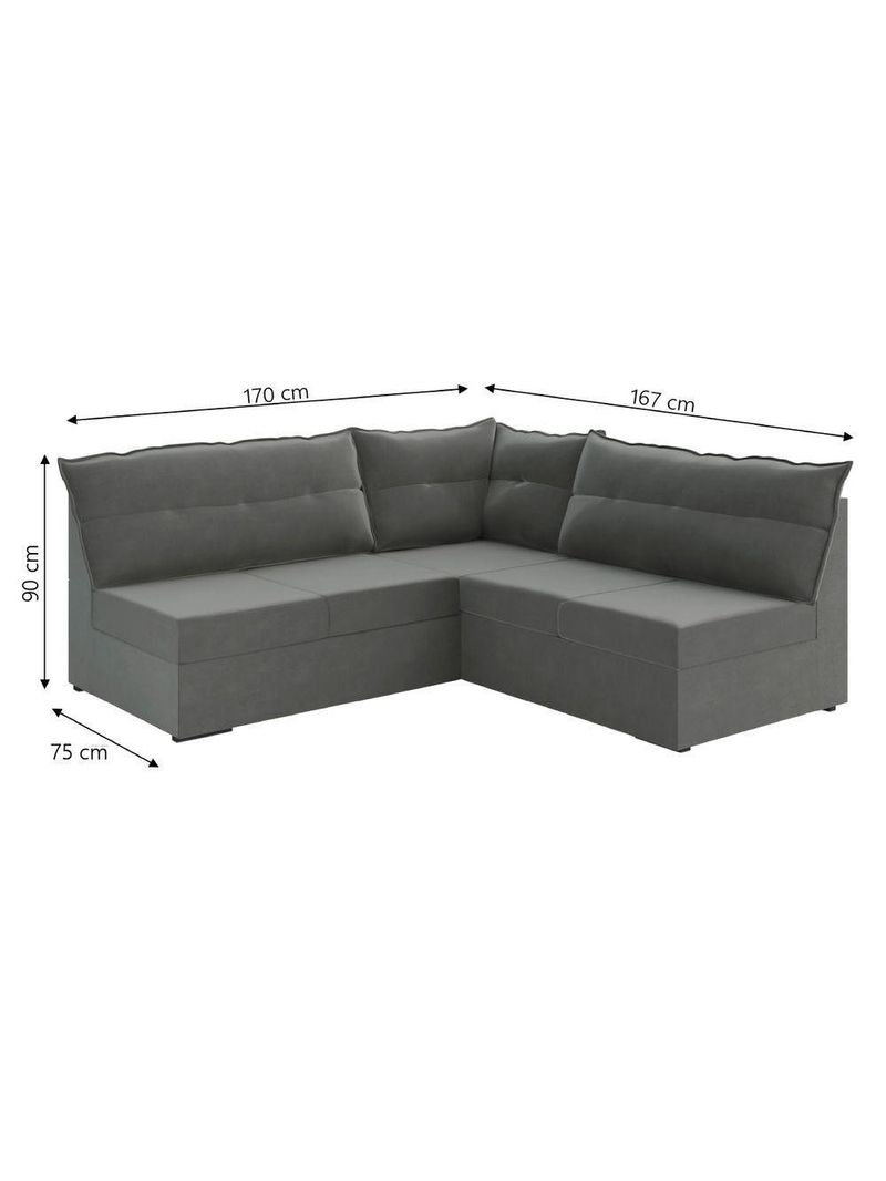 Sofá De Canto 5 Lugares Renaut Suede Cinza Mamflex Cinza