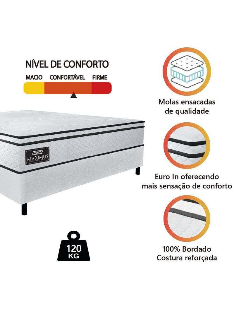 Cama Box Casal Queen Gazin Colchão Molas Ensacadas Maximus