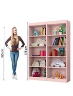 Kit 2 Estantes Livreiro Office Multiuso 8 Prateleiras Rose