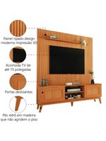 Rack Bancada King Com Painel Para TV Até 75 Polegadas Egeo Cedro Ripado Impressão 3D EDN