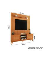 Rack Bancada King Com Painel Para TV Até 75 Polegadas Egeo Cedro Ripado Impressão 3D EDN