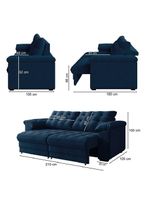 Sofá Retrátil e Reclinável Bipartido 2 Lugares 2,10m Veludo Coliseu Selmer Azul Folha