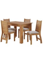 Conjunto De Mesa Sala De Jantar Place 1,10m 4 Cadeiras Veludo Viero Madeirado