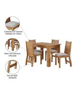 Conjunto De Mesa Sala De Jantar Place 1,10m 4 Cadeiras Veludo Viero Madeirado