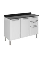 Balcão de Cozinha Itatiaia de Aço 3 Portas 2 Gavetas com Tampo 1,20m – Branco