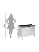 Balcão de Cozinha Itatiaia de Aço 3 Portas 2 Gavetas com Tampo 1,20m – Branco