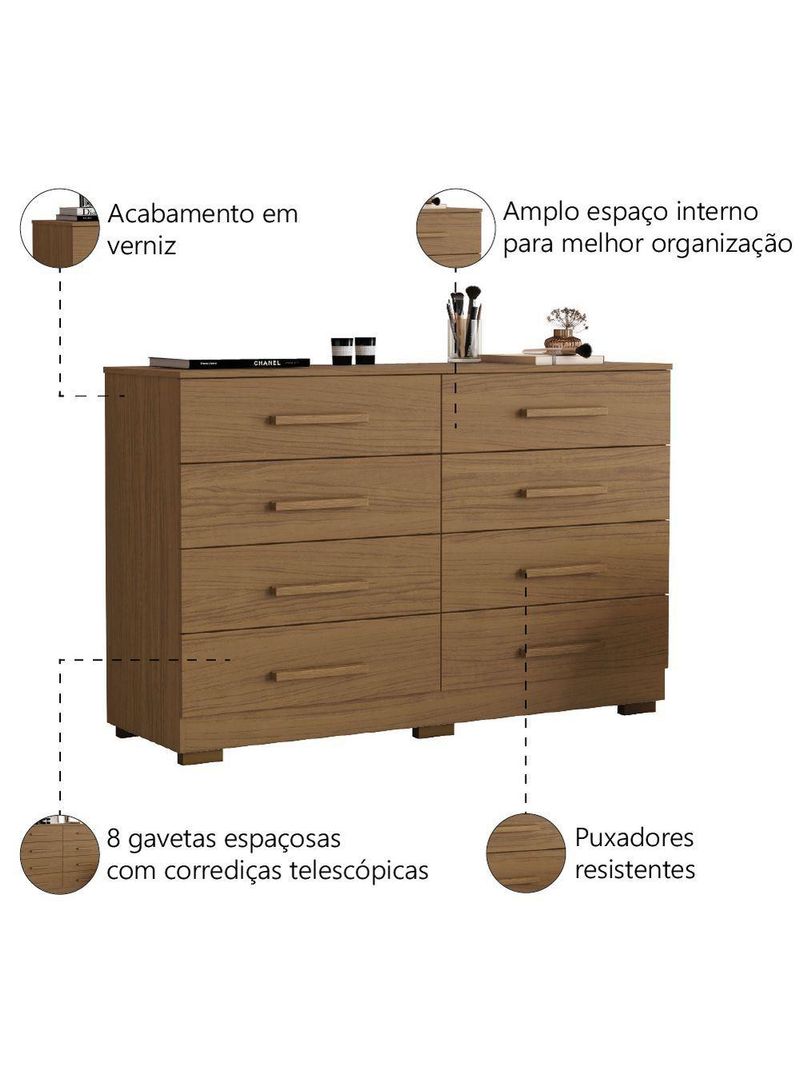 Cômoda 8 Gavetas évora Aramóveis Atacama