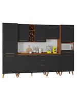 Armário De Cozinha Completa com Adega 10 Portas 4 Gavetas Favorita Preto/Naturale