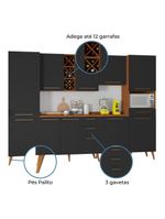 Armário De Cozinha Completa com Adega 10 Portas 4 Gavetas Favorita Preto/Naturale