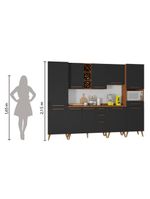 Armário De Cozinha Completa com Adega 10 Portas 4 Gavetas Favorita Preto/Naturale