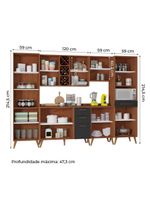 Armário De Cozinha Completa com Adega 10 Portas 4 Gavetas Favorita Preto/Naturale