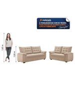 Conjunto De Sofá 2 E 3 Lugares Bertioga Veludo Capuccino Luizzi