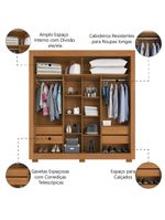 Guarda Roupas Casal 2 Portas De Correr 4 Gavetas Titanium Zanzini Madeirado