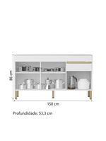 Balcão Gabinete De Cozinha 3 Portas 1 Gaveta Com Tampo 1,50m Line Kit's Paraná Madeirado Branco