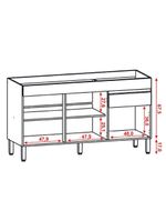 Balcão Gabinete De Cozinha 3 Portas 1 Gaveta Com Tampo 1,50m Line Kit's Paraná Madeirado Branco