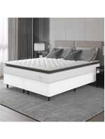 Cama Box Colchão Casal King Molas Ensacadas City Pillow Top 193x203x61cm Linho Branco Cinza