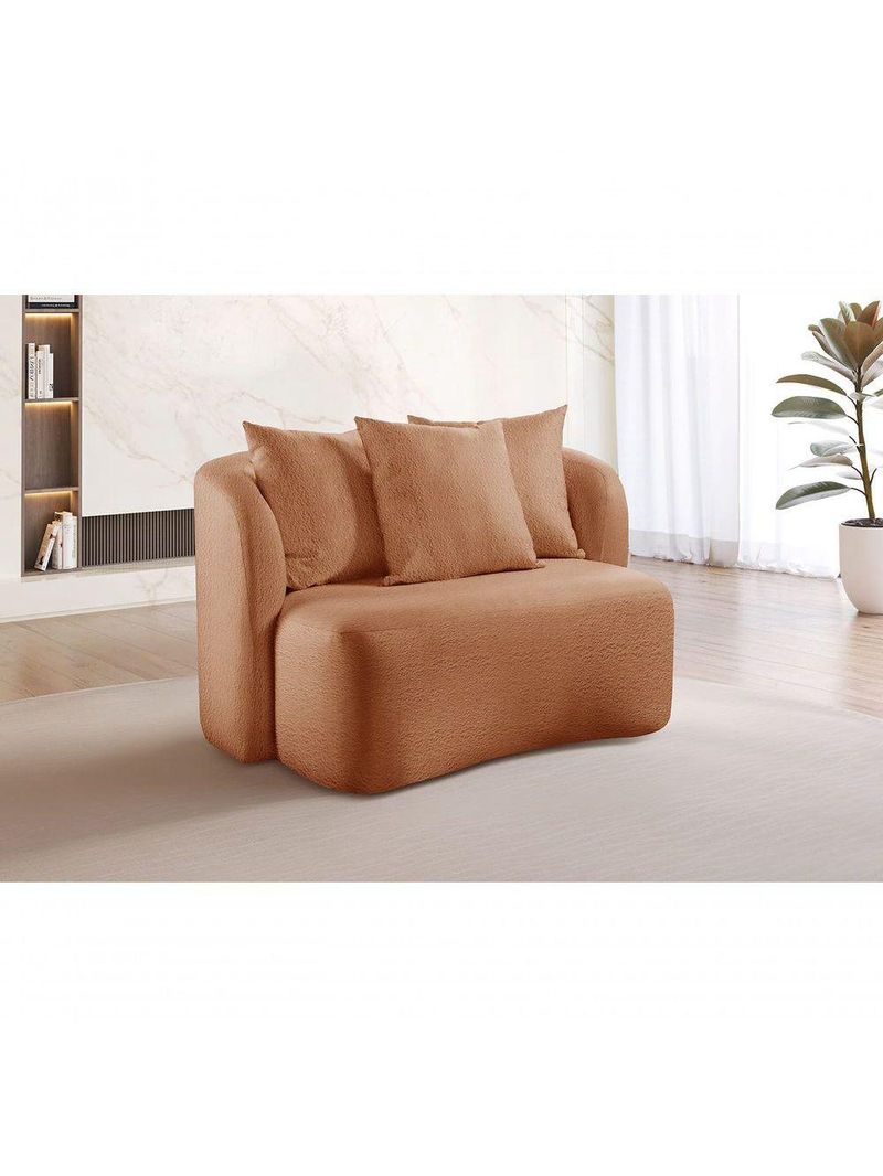 Sofá Curvo Orgânico Orion bouclé Laranja 402