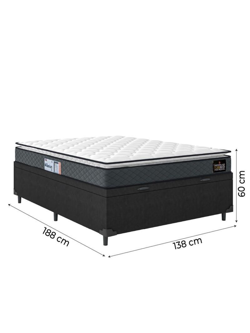 Cama Box Baú Casal Espuma D33 Pillow 138x188x60cm
