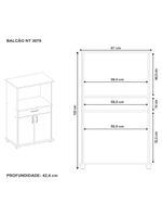 Armário Balcão Para Cozinha Multiuso Notavel  Branco