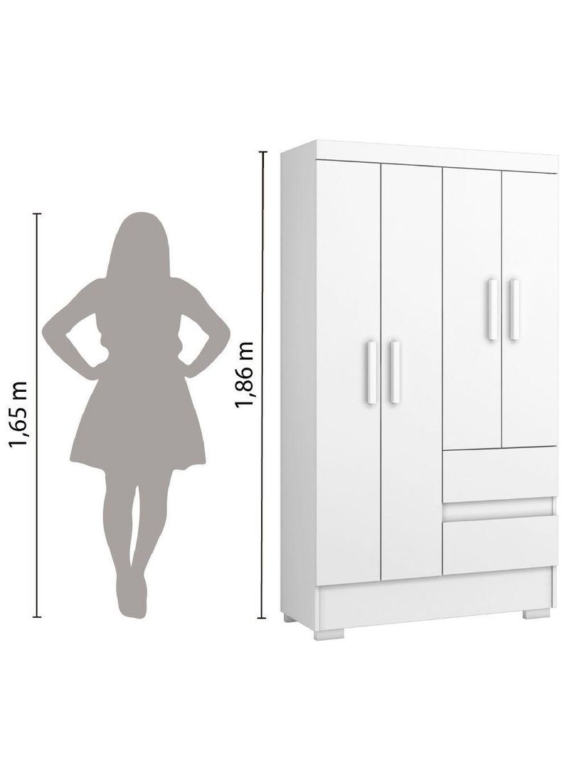 Guarda Roupas Solteiro Juvenil Branco Coimbra Aramóveis