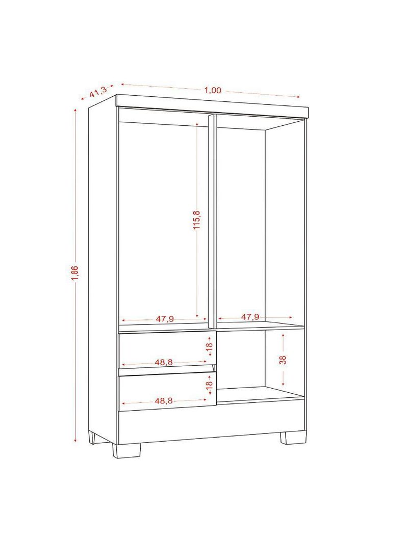Guarda Roupas Solteiro Juvenil Branco Coimbra Aramóveis