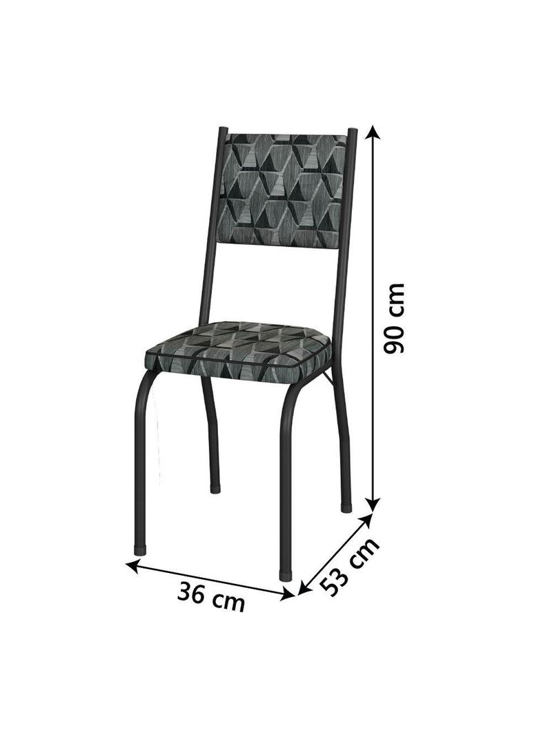 Conjunto com 4 Cadeiras Tubular Diana – Preto Fosco com Assento Mosaico – Artefamol