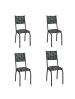 Conjunto com 4 Cadeiras Tubular Diana – Preto Fosco com Assento Mosaico – Artefamol