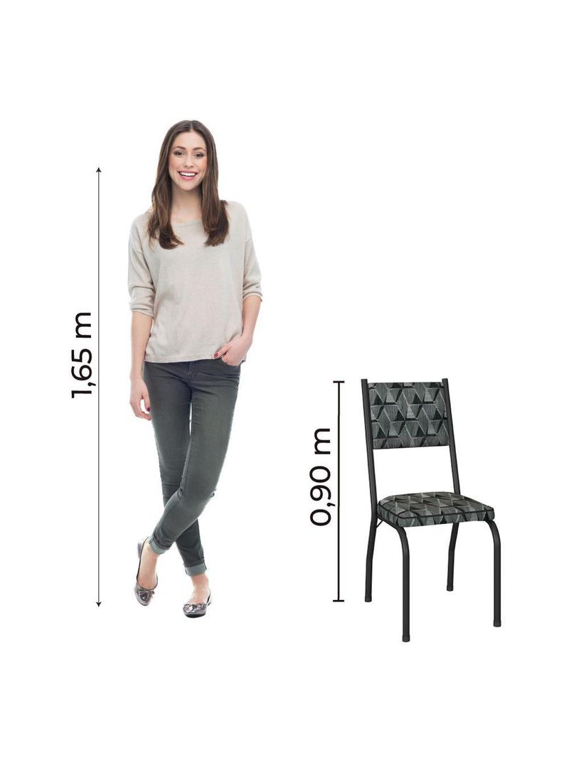 Conjunto com 4 Cadeiras Tubular Diana – Preto Fosco com Assento Mosaico – Artefamol