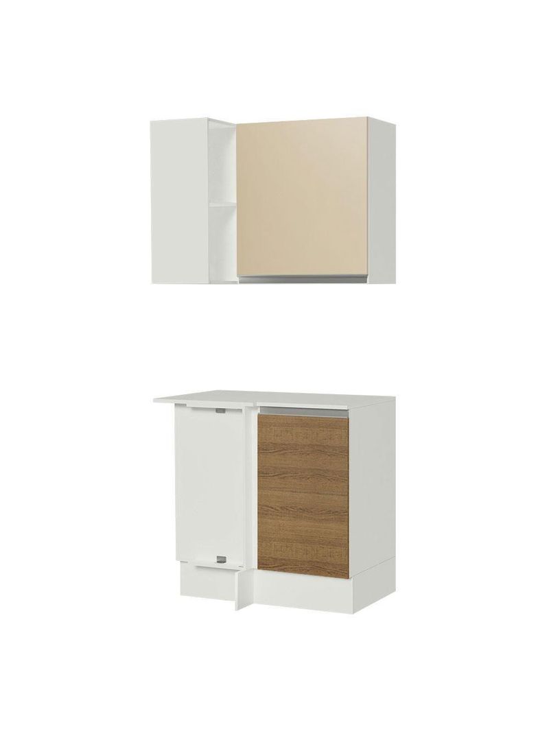 Kit Canto Reto Smart MDF 2 Portas Nicho Rustic Crema Madesa