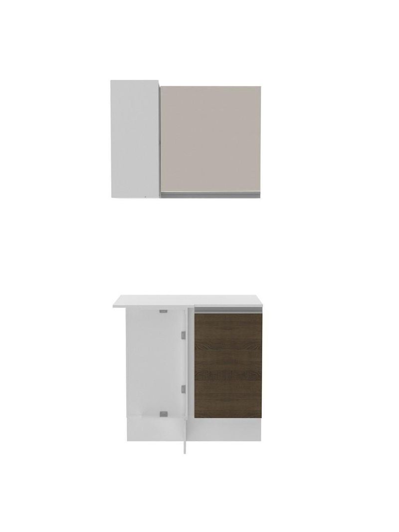 Kit Canto Reto Smart MDF 2 Portas Nicho Rustic Crema Madesa