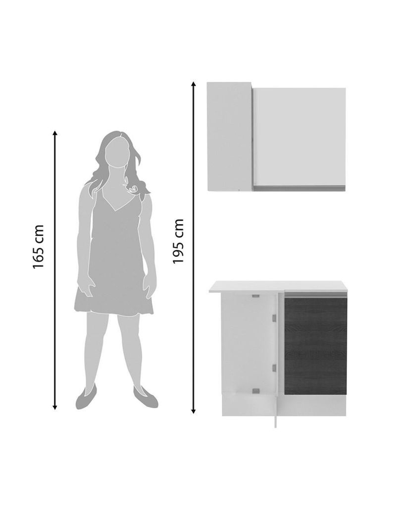 Kit Canto Reto Smart MDF 2 Portas Nicho Rustic Crema Madesa