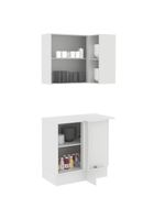 Kit Canto Reto Smart MDF 2 Portas Nicho Rustic Crema Madesa