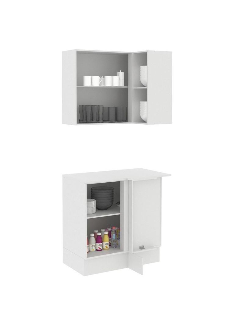 Kit Canto Reto Smart MDF 2 Portas Nicho Rustic Crema Madesa