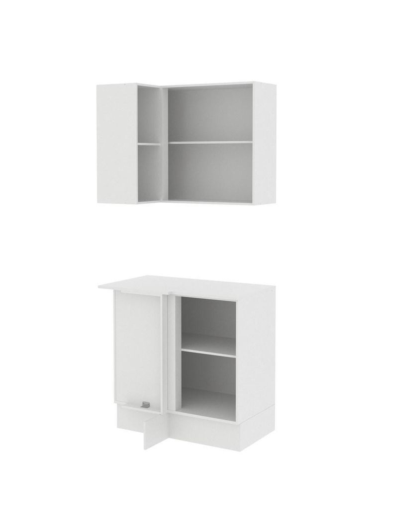 Kit Canto Reto Smart MDF 2 Portas Nicho Rustic Crema Madesa