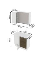 Kit Canto Reto Smart MDF 2 Portas Nicho Rustic Crema Madesa